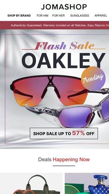 OAKLEY SUNGLASSES SALE UP TO 57 OFF Jomashop Email Archive