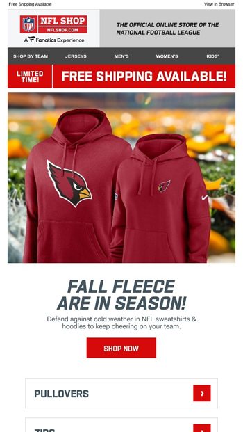 Warm Layers Bold Style NFL Sweatshirts NFLShop Email Archive