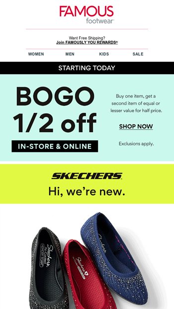 EARLY ACCESS to holiday savings BOGO 1 2 off Famous Footwear Email Archive