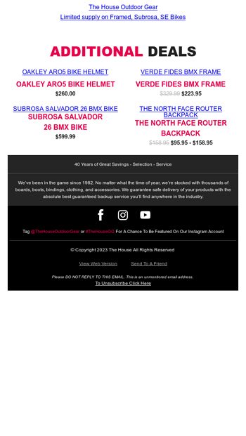 Framed Subrosa and SE BMX Deals