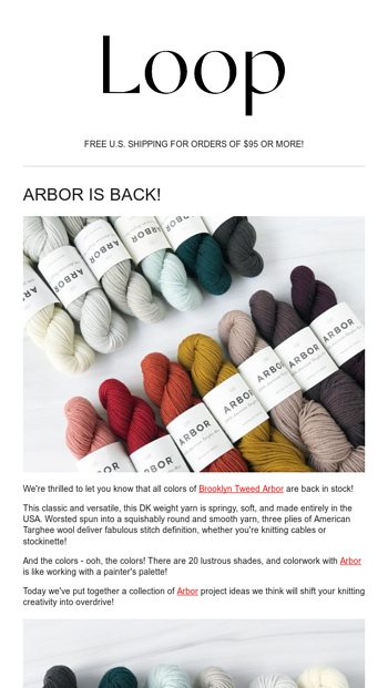 Restocked Brooklyn Tweed Arbor