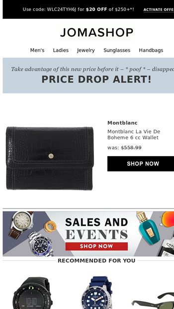 Jomashop $20 off $250 2025