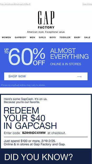 gapcash codes