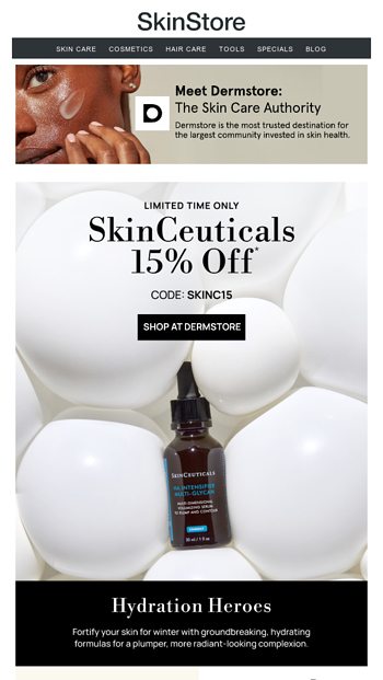 Hydrate your winter skin with 15 off SkinCeuticals at Dermstore