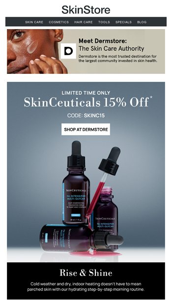 15 off the perfect 5step SkinCeuticals AM routine at Dermstore