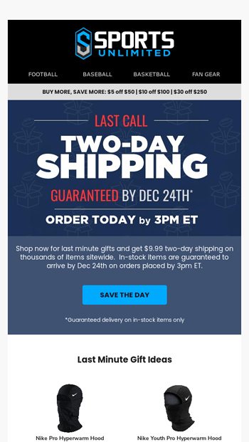 Last Call for TwoDay Shipping  Ends at 3pm ET 