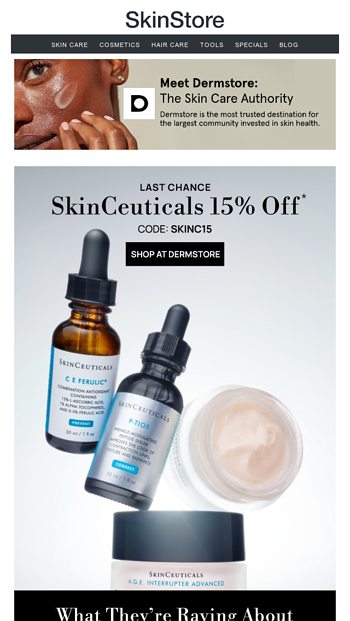 FINAL HOURS 15 off SkinCeuticals at Dermstore