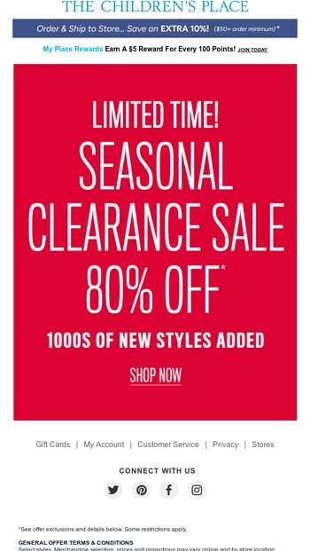 Children's place clearance discount