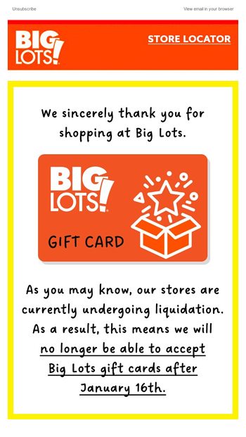 Last chance to use your gift card