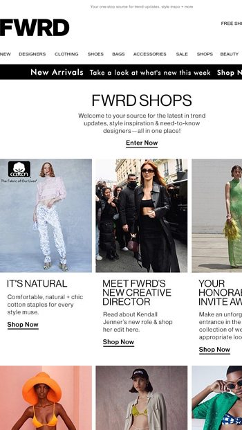 New updates to our FWRD Shops