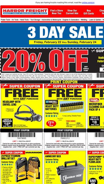 HUGE SAVINGS EVENT • 3 Day Sale Starts Friday - Harbor Freight Tools ...