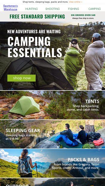 camping warehouse online