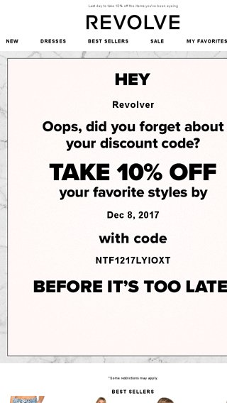 OOPS Your discount code expires today REVOLVE Email Archive