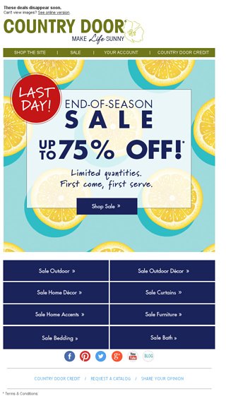 Last Day End Of Season Sale Up To 75 Off Country Door