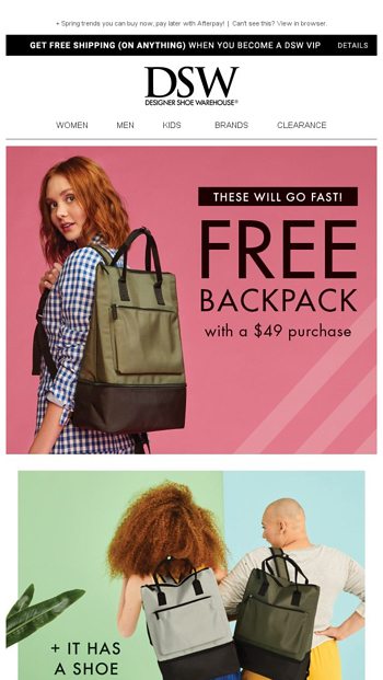 dsw backpack free 2019