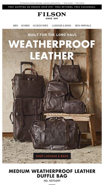 filson weatherproof leather duffle