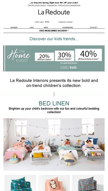 40 Off On Childrens Household Linen La Redoute Email Archive