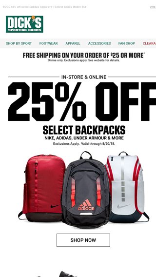 backpacks at dick's sporting goods