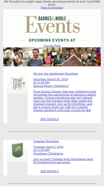 Upcoming Events At The Lincoln Park Store Barnes Noble Email