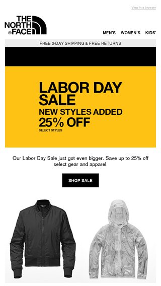 the north face labor day sale