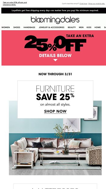 Big Savings On Furniture And Mattresses Bloomingdale S Email Archive