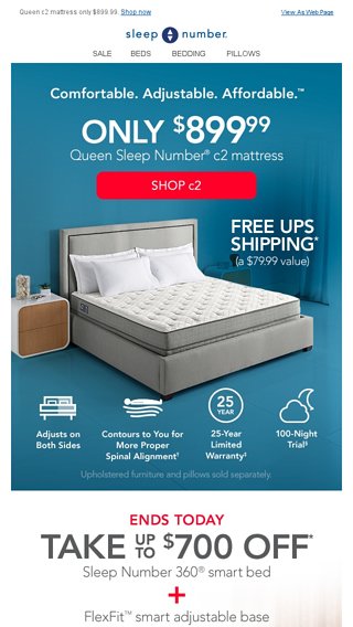 Adjustable Comfort Free Shipping Sleep Number Email Archive