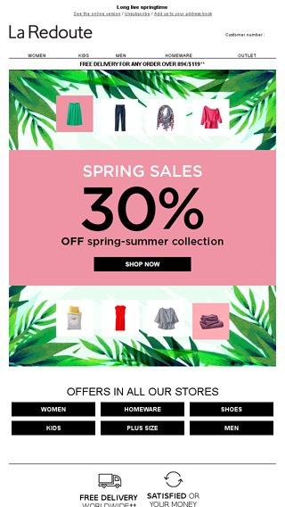 30 Off Spring Summer Collection Spring Sales La Redoute Email