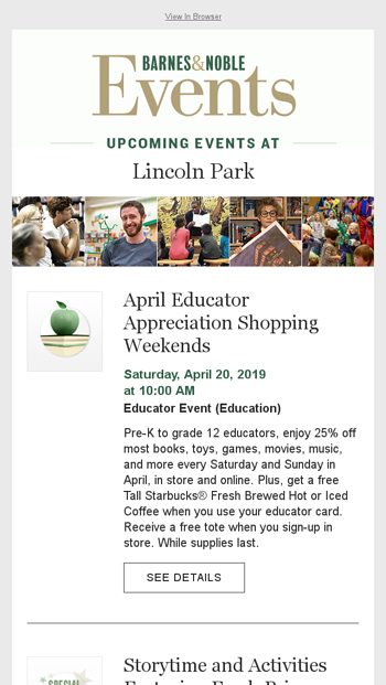 Upcoming Events At The Lincoln Park Store Barnes Noble Email