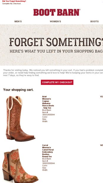 Did You Forget Something Boot Barn Email Archive