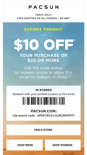 Hours Left 10 Off Free Shipping Pacsun Email Archive